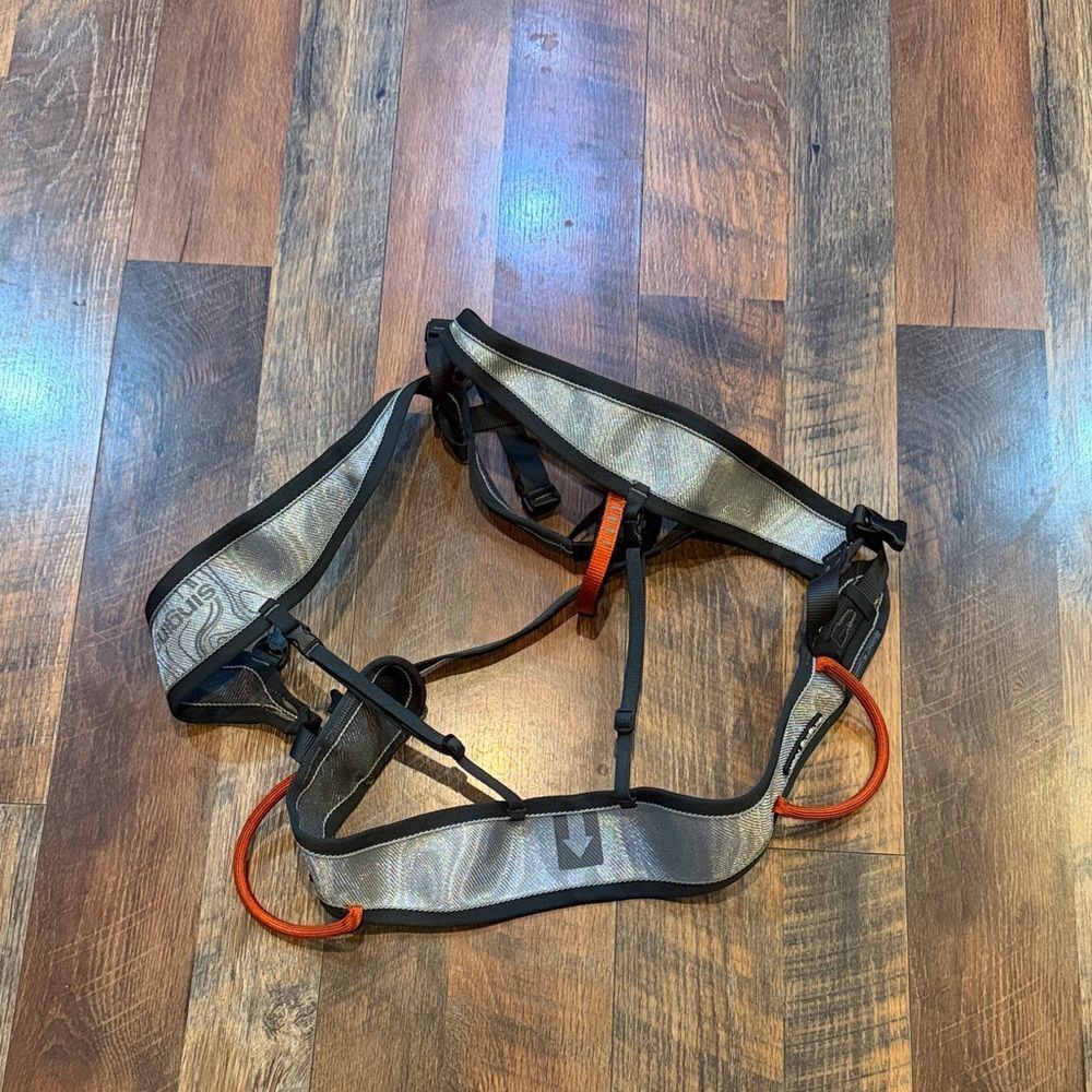 Gray/silver and Black Climbing Harness with Orange  Accents OS (3950)